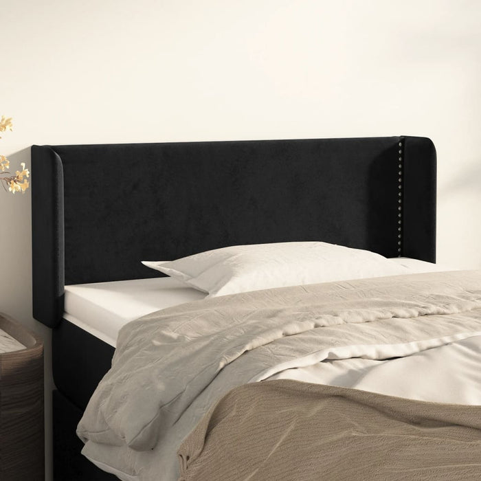 Tăblie de pat cu aripioare negru 93x16x78/88 cm catifea WALTI