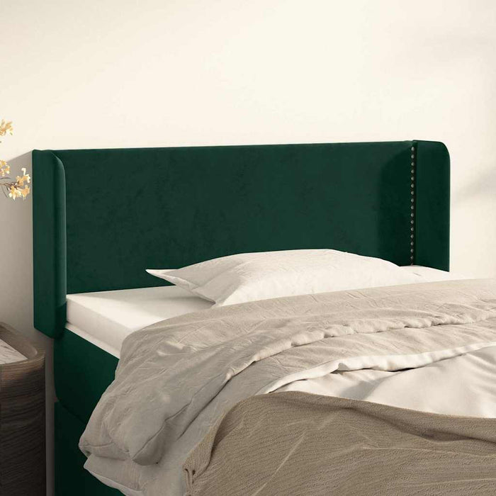 Tăblie de pat cu aripioare verde închis 103x16x78/88 cm catifea WALTI