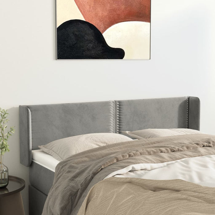 Tăblie de pat cu aripioare gri deschis 147x16x78/88 cm catifea WALTI