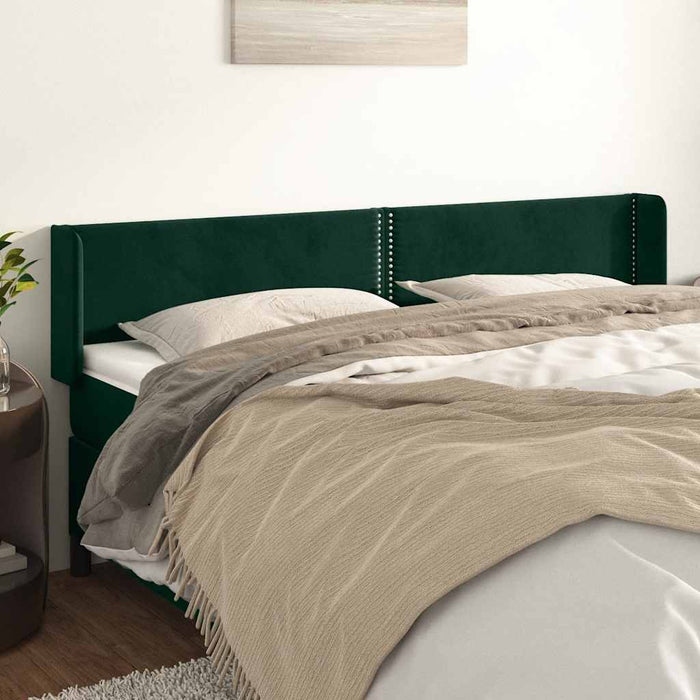 Tăblie de pat cu aripioare verde închis 183x16x78/88 cm catifea WALTI