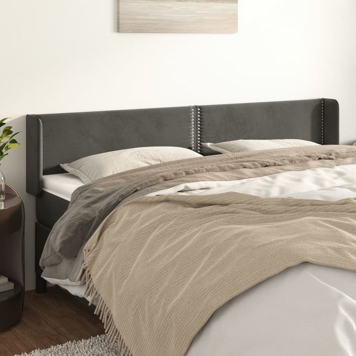 Tăblie de pat cu aripioare gri închis 203x16x78/88 cm catifea - WALTI WALTI