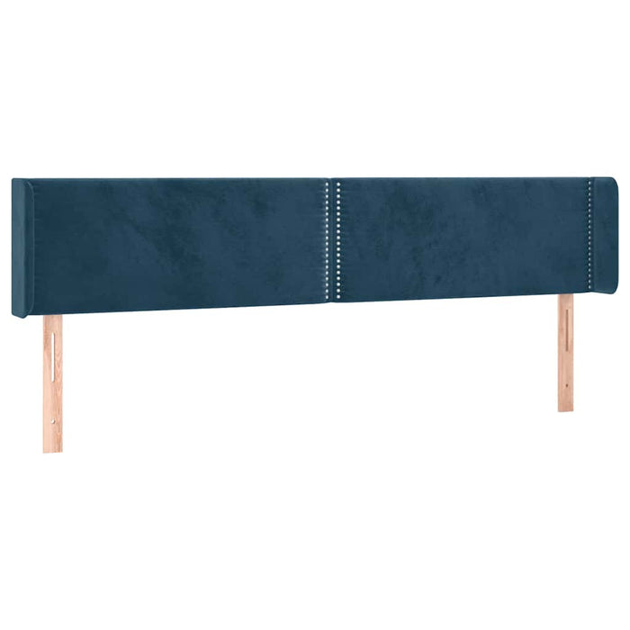Tăblie pat cu aripioare albastru închis 203x16x78/88 cm catifea WALTI