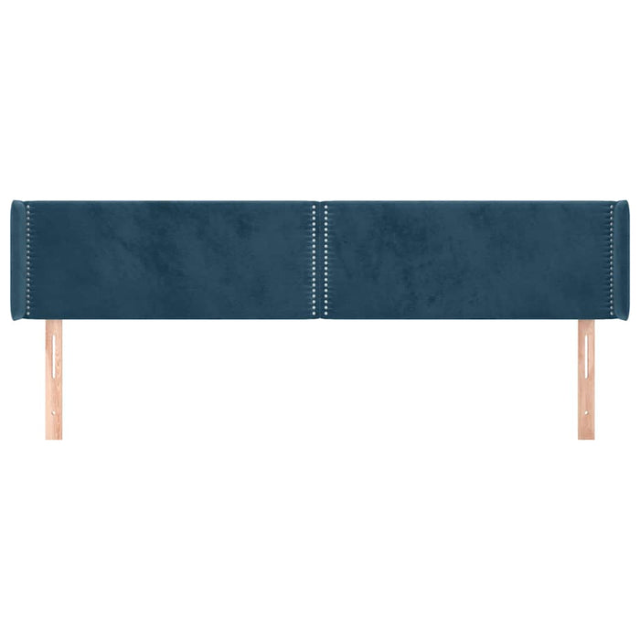 Tăblie pat cu aripioare albastru închis 203x16x78/88 cm catifea WALTI