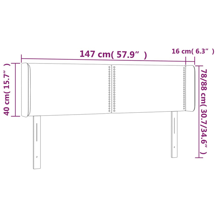 Tăblie de pat cu aripioare negru 147x16x78/88cm piele ecologică - WALTI WALTI