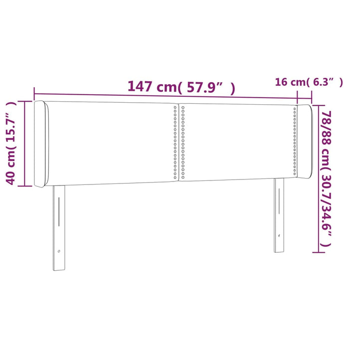 Tăblie de pat cu aripioare gri 147x16x78/88 cm piele ecologică - WALTI WALTI