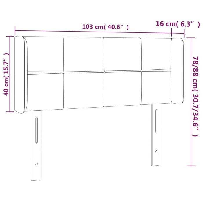 Tăblie de pat cu aripioare crem 103x16x78/88 cm textil - WALTI WALTI