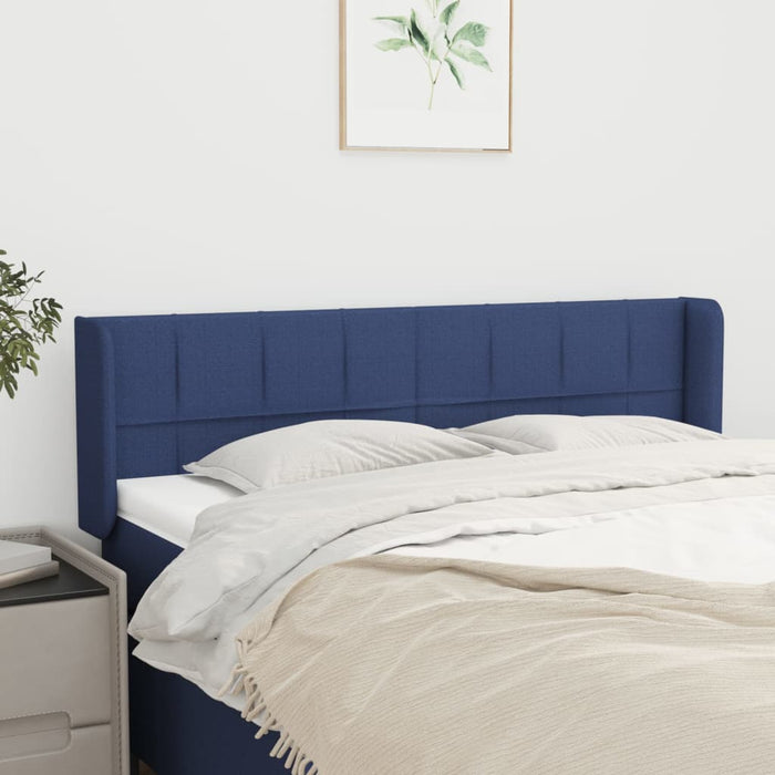 Tăblie de pat cu aripioare, albastru, 147x16x78/88 cm textil WALTI