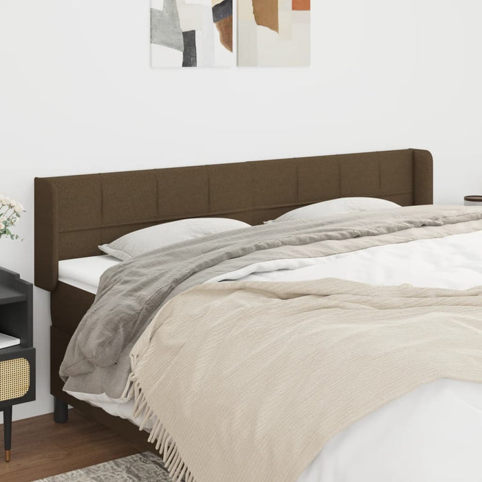Tăblie de pat cu aripioare maro închis 163x16x78/88 cm textil WALTI