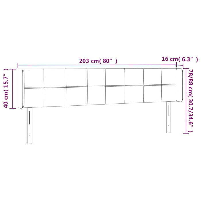 Tăblie de pat cu aripioare gri închis 203x16x78/88 cm textil - WALTI WALTI