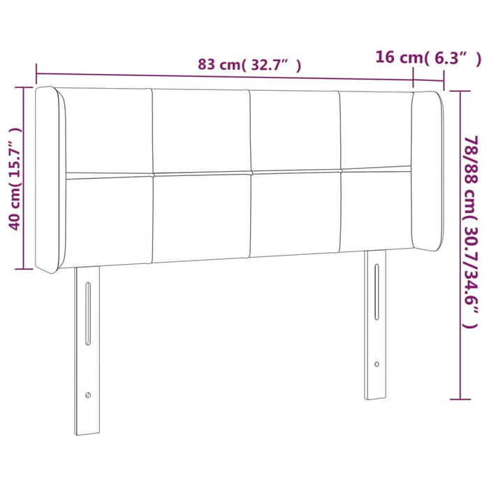 Tăblie de pat cu aripioare negru 83x16x78/88 cm catifea - WALTI WALTI