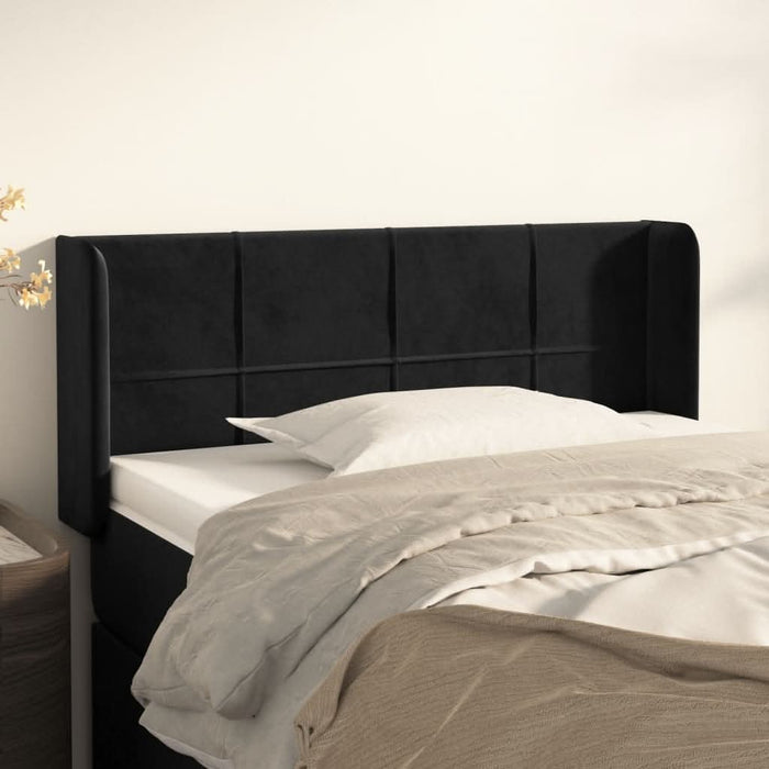 Tăblie de pat cu aripioare negru 83x16x78/88 cm catifea - WALTI WALTI