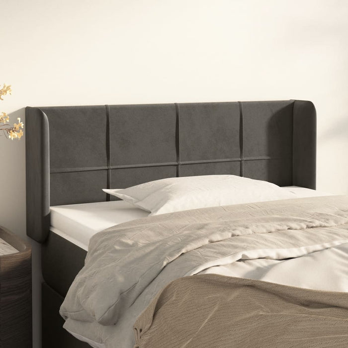 Tăblie de pat cu aripioare gri închis 93x16x78/88 cm catifea WALTI