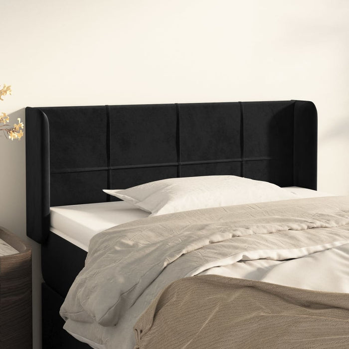 Tăblie de pat cu aripioare negru 103x16x78/88 cm catifea - WALTI WALTI