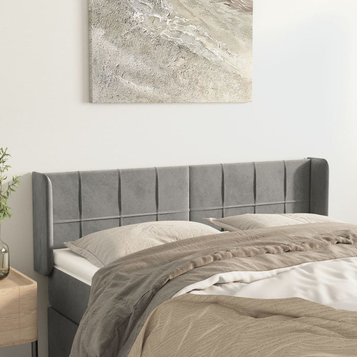 Tăblie de pat cu aripioare gri deschis 147x16x78/88 cm catifea - WALTI WALTI