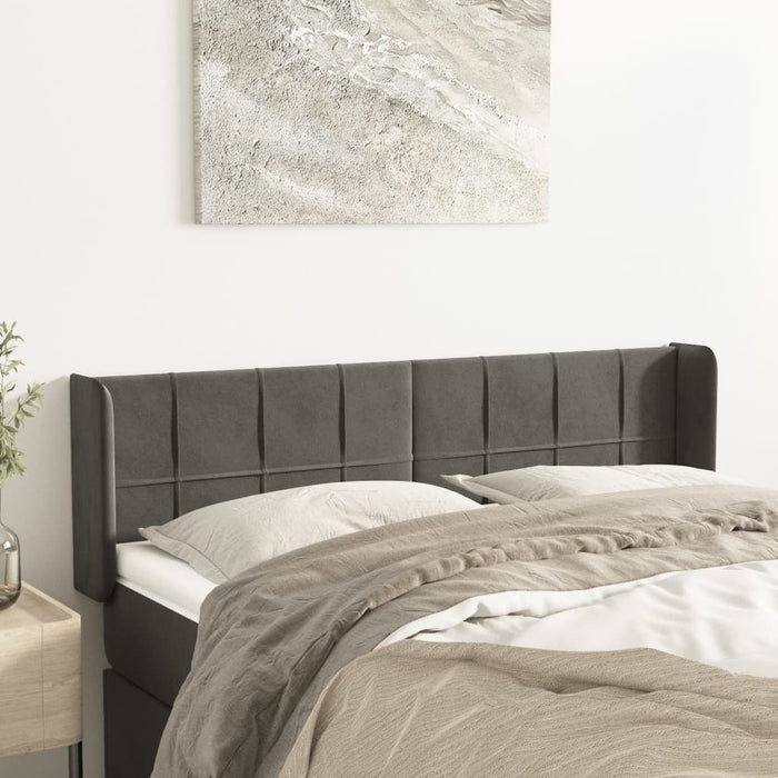Tăblie de pat cu aripioare gri închis 147x16x78/88 cm catifea WALTI
