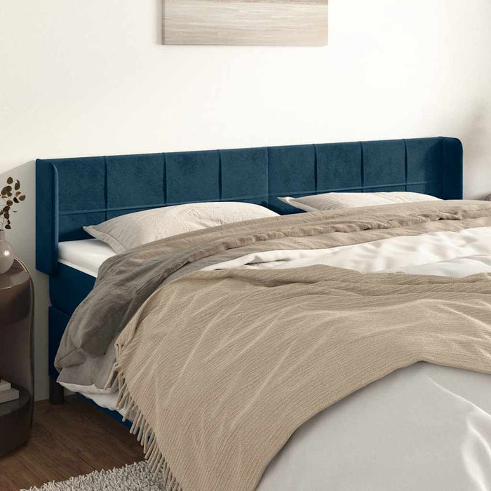 Tăblie pat cu aripioare albastru închis 183x16x78/88 cm catifea - WALTI WALTI