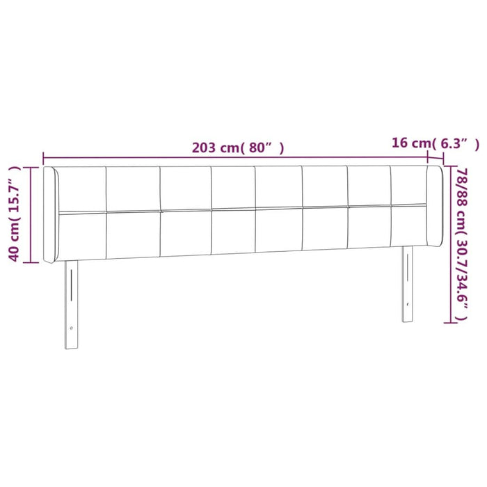 Tăblie de pat cu aripioare gri deschis 203x16x78/88 cm catifea - WALTI WALTI