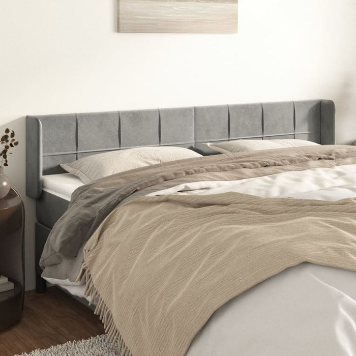 Tăblie de pat cu aripioare gri deschis 203x16x78/88 cm catifea - WALTI WALTI