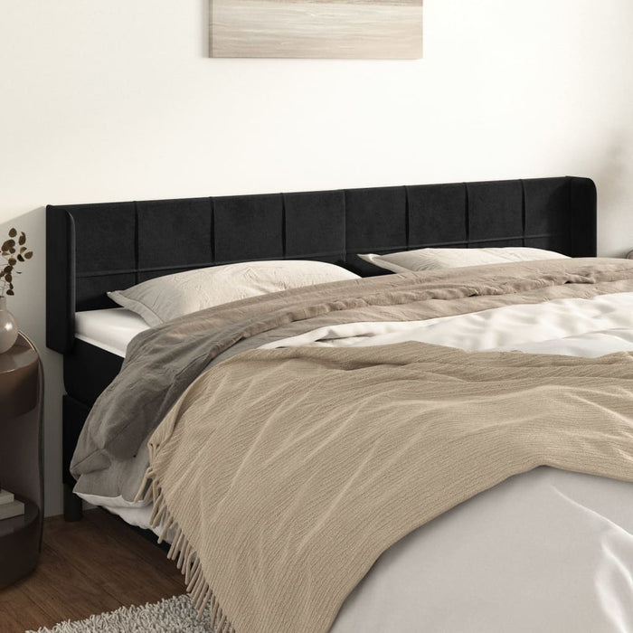 Tăblie de pat cu aripioare negru 203x16x78/88 cm catifea - WALTI WALTI