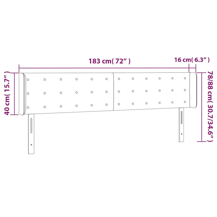 Tăblie de pat cu aripioare gri 183x16x78/88 cm piele ecologică - WALTI WALTI