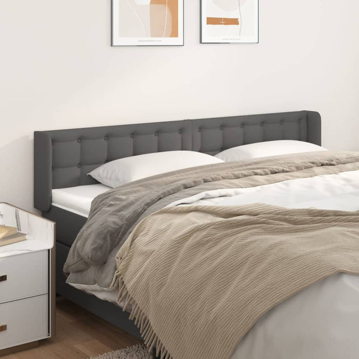 Tăblie de pat cu aripioare gri 183x16x78/88 cm piele ecologică - WALTI WALTI