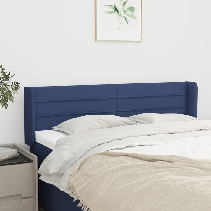 Tăblie de pat cu aripioare, albastru, 147x16x78/88 cm textil - WALTI WALTI