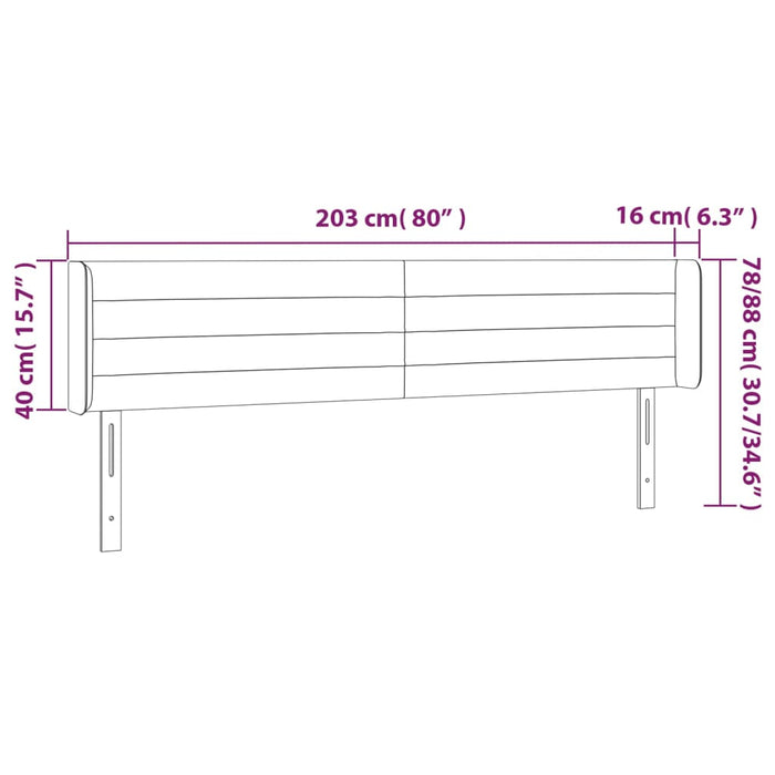 Tăblie de pat cu aripioare maro închis 203x16x78/88 cm textil - WALTI WALTI