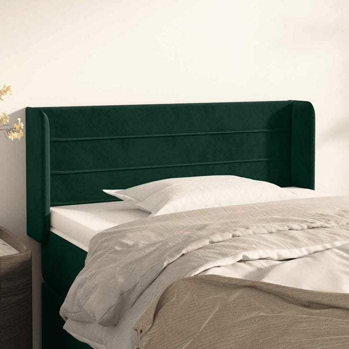 Tăblie pat cu aripioare verde închis 93x16x78/88 cm catifea WALTI
