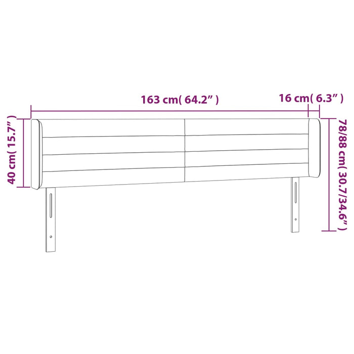 Tăblie de pat cu aripioare gri deschis 163x16x78/88 cm catifea WALTI