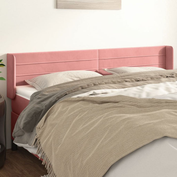 Tăblie de pat cu aripioare roz 163x16x78/88 cm catifea - WALTI WALTI