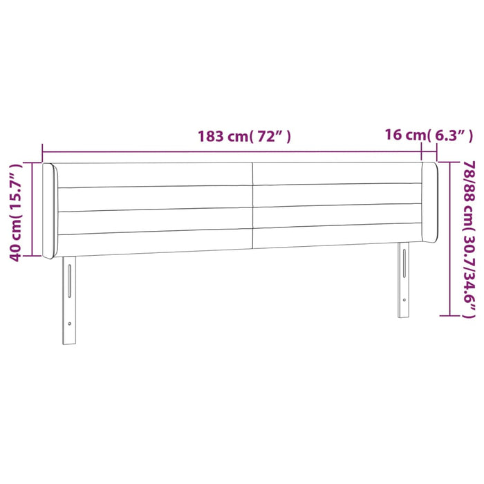 Tăblie de pat cu aripioare gri deschis 183x16x78/88 cm catifea - WALTI WALTI