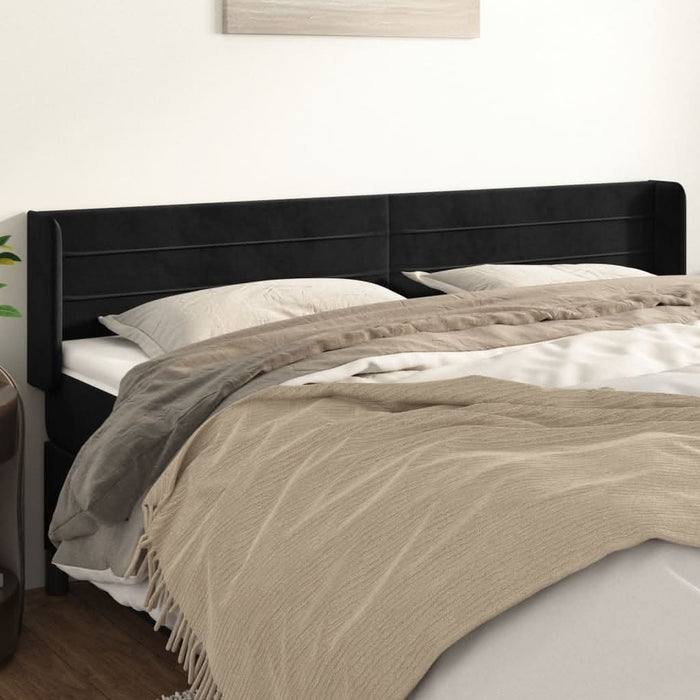 Tăblie de pat cu aripioare negru 183x16x78/88 cm catifea - WALTI WALTI