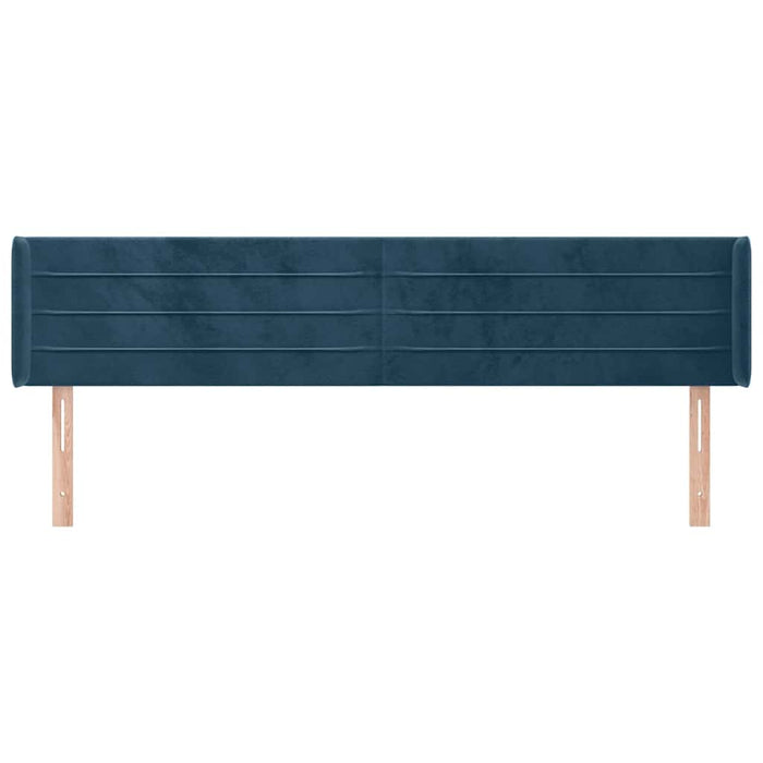 Tăblie pat cu aripioare albastru închis 183x16x78/88 cm catifea WALTI