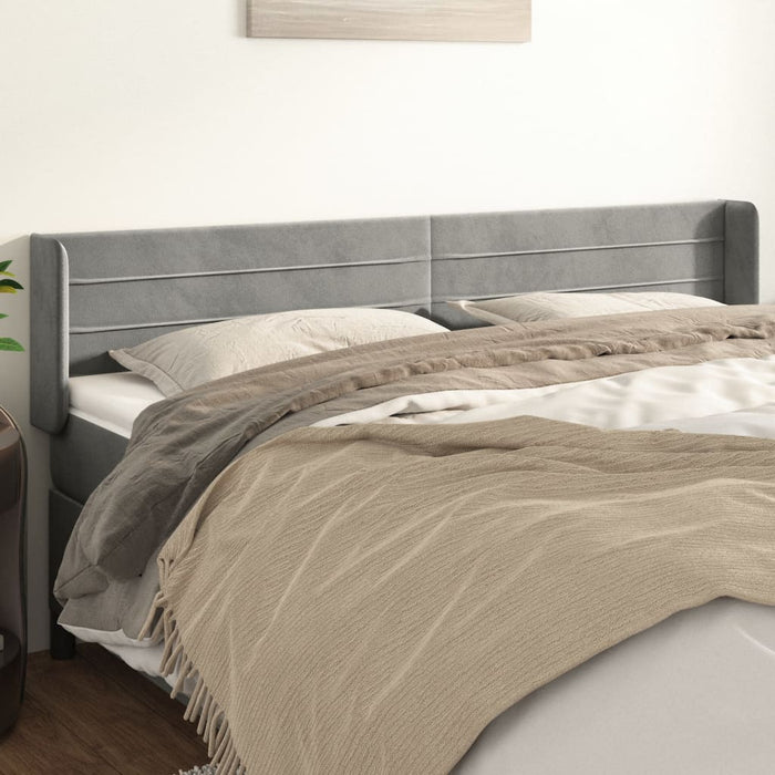 Tăblie de pat cu aripioare gri deschis 203x16x78/88 cm catifea WALTI