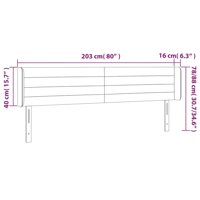 Tăblie de pat cu aripioare gri închis 203x16x78/88 cm catifea - WALTI WALTI