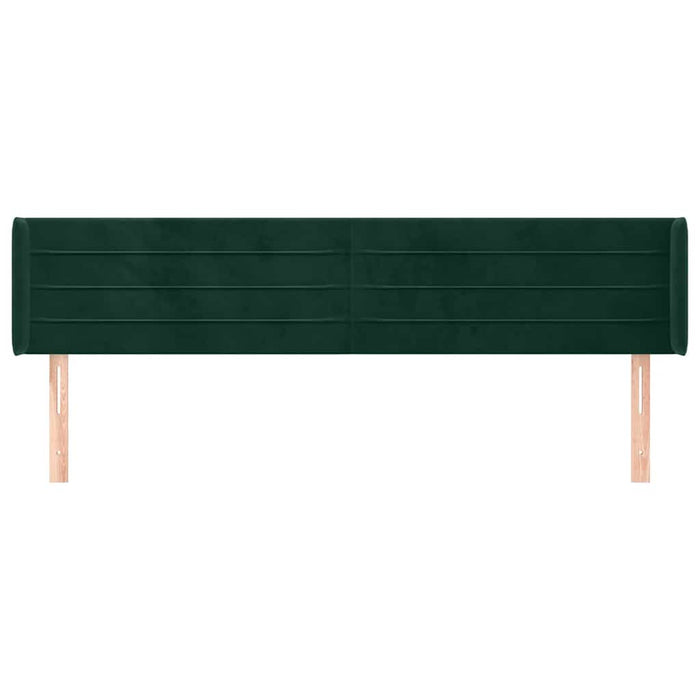 Tăblie de pat cu aripioare verde închis 203x16x78/88 cm catifea WALTI