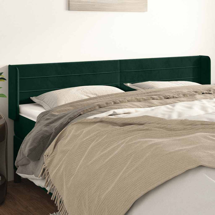 Tăblie de pat cu aripioare verde închis 203x16x78/88 cm catifea WALTI