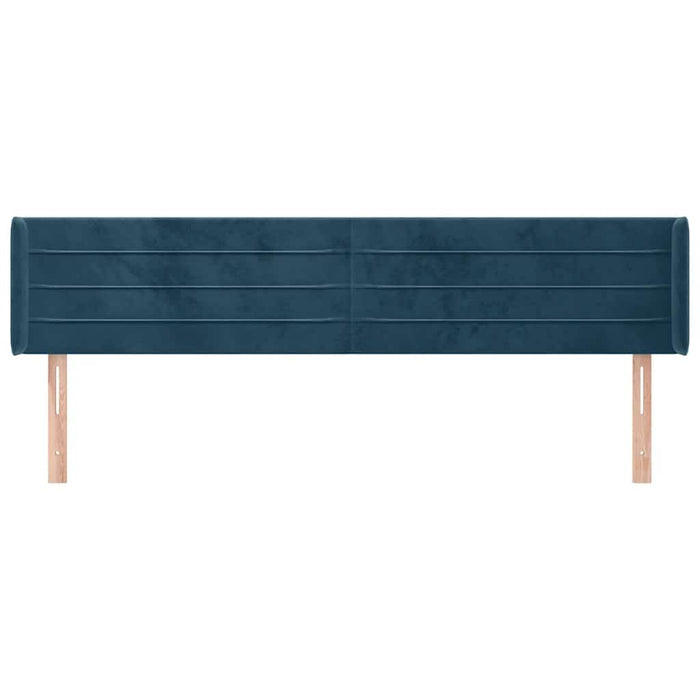 Tăblie pat cu aripioare albastru închis 203x16x78/88 cm catifea WALTI