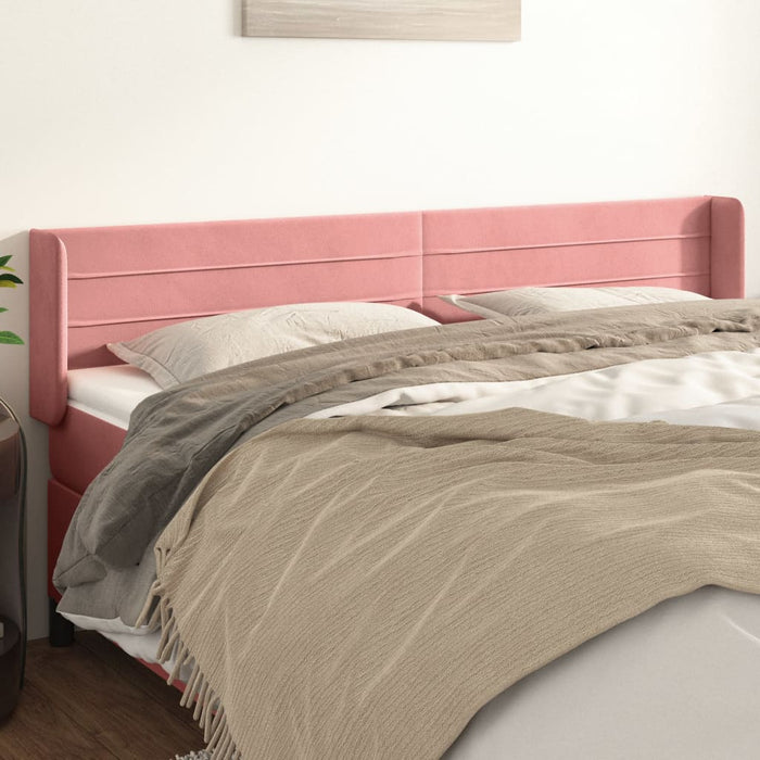 Tăblie de pat cu aripioare roz 203x16x78/88 cm catifea - WALTI WALTI