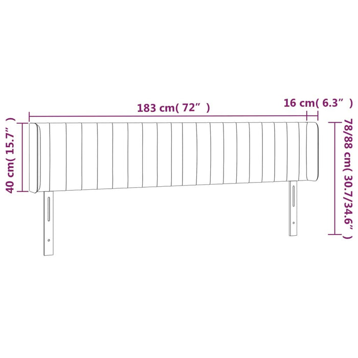 Tăblie de pat cu aripioare gri închis 183x16x78/88 cm textil - WALTI WALTI