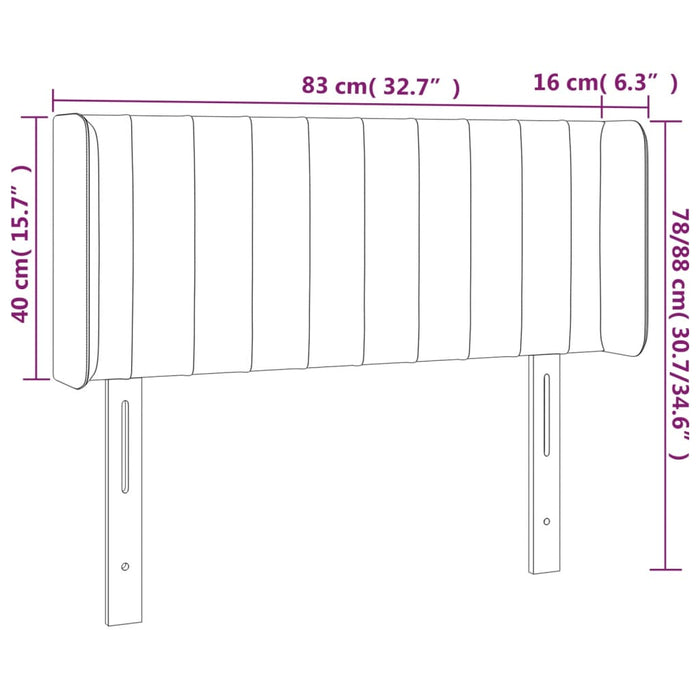 Tăblie de pat cu aripioare gri închis 83x16x78/88 cm catifea - WALTI WALTI