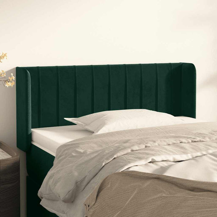 Tăblie pat cu aripioare verde închis 93x16x78/88 cm catifea WALTI