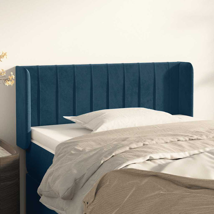 Tăblie pat cu aripioare albastru închis 93x16x78/88 cm catifea WALTI