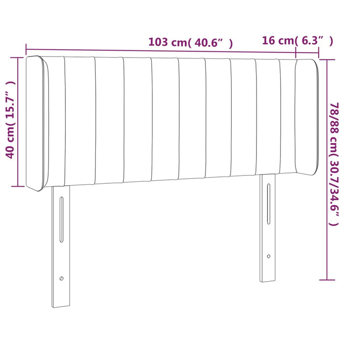 Tăblie de pat cu aripioare gri deschis 103x16x78/88 cm catifea - WALTI WALTI