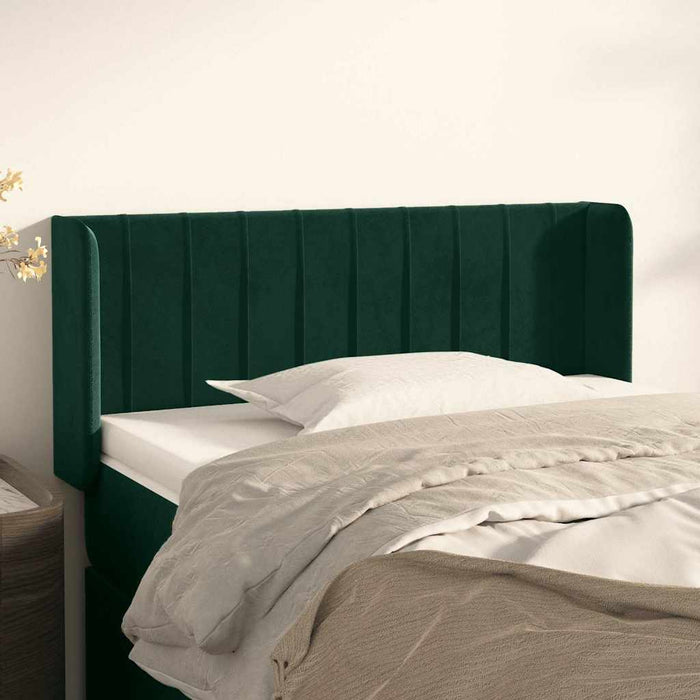 Tăblie de pat cu aripioare verde închis 103x16x78/88 cm catifea - WALTI WALTI