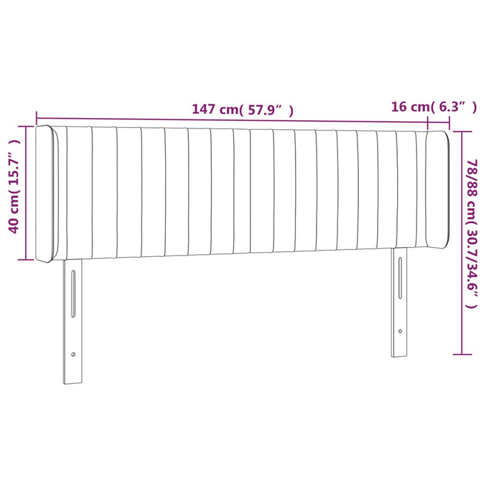 Tăblie de pat cu aripioare gri deschis 147x16x78/88 cm catifea - WALTI WALTI