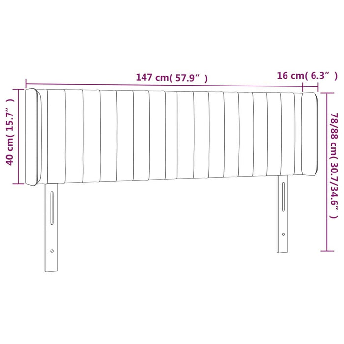 Tăblie de pat cu aripioare gri închis 147x16x78/88 cm catifea - WALTI WALTI