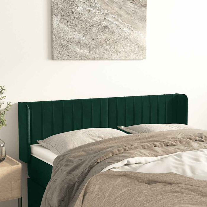 Tăblie de pat cu aripioare verde închis 147x16x78/88 cm catifea - WALTI WALTI