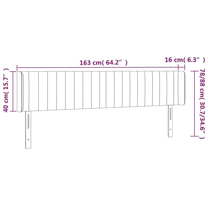 Tăblie de pat cu aripioare gri deschis 163x16x78/88 cm catifea - WALTI WALTI