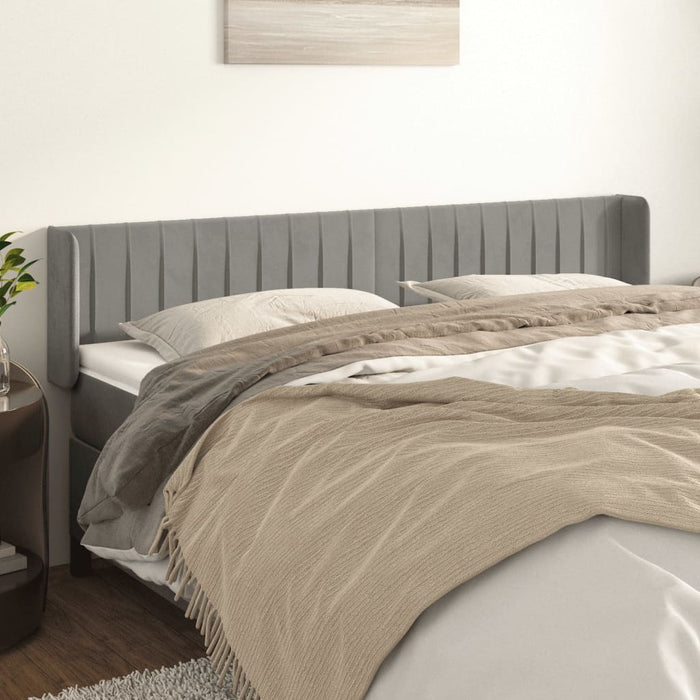 Tăblie de pat cu aripioare gri deschis 183x16x78/88 cm catifea WALTI
